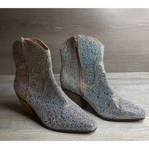MATISSE SHAYNE AB RHINESTONE Western Zip Ankle Booties Shoe Sz 9.5
